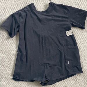 NWT Free People Movement Washed Black Hot Shot Romper with Front Pockets, S